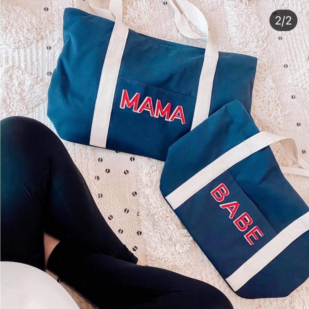 Ingrid & Isabel Blue 'Mama' and 'Babe' Tote Bags